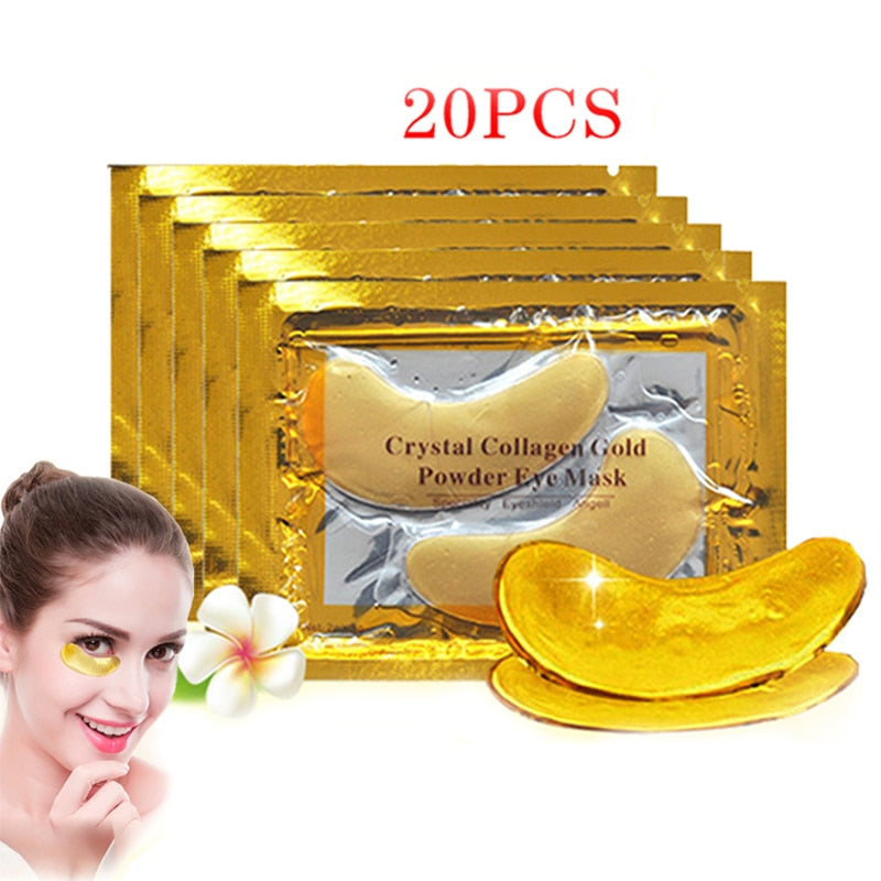 InniCare 20Pcs Crystal Collagen Gold Eye Mask Anti-Aging Dark Circles Acne Beauty Patches For Eye Skin Care Korean Cosmetics