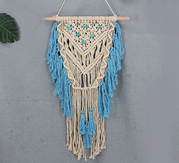 Blue Bohemian Macrame Wall Art