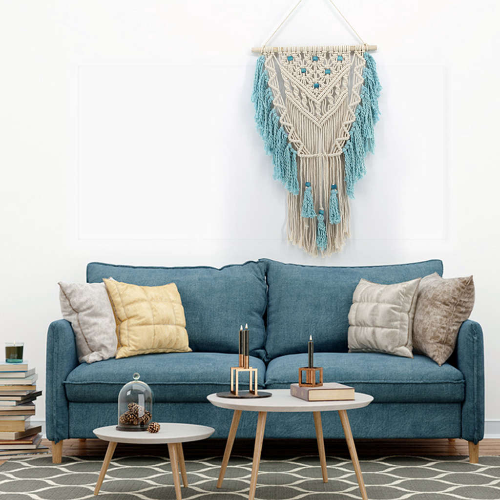 Blue Bohemian Macrame Wall Art