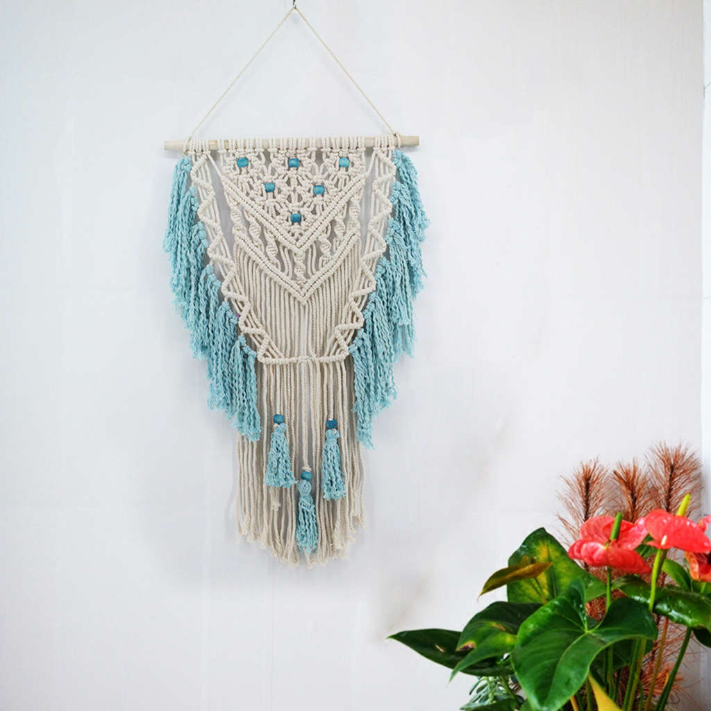 Blue Bohemian Macrame Wall Art