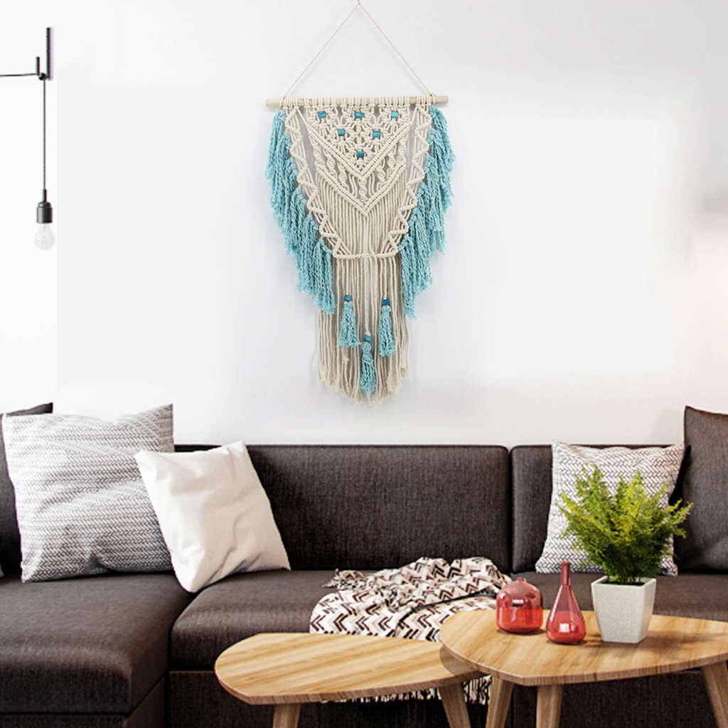 Blue Bohemian Macrame Wall Art