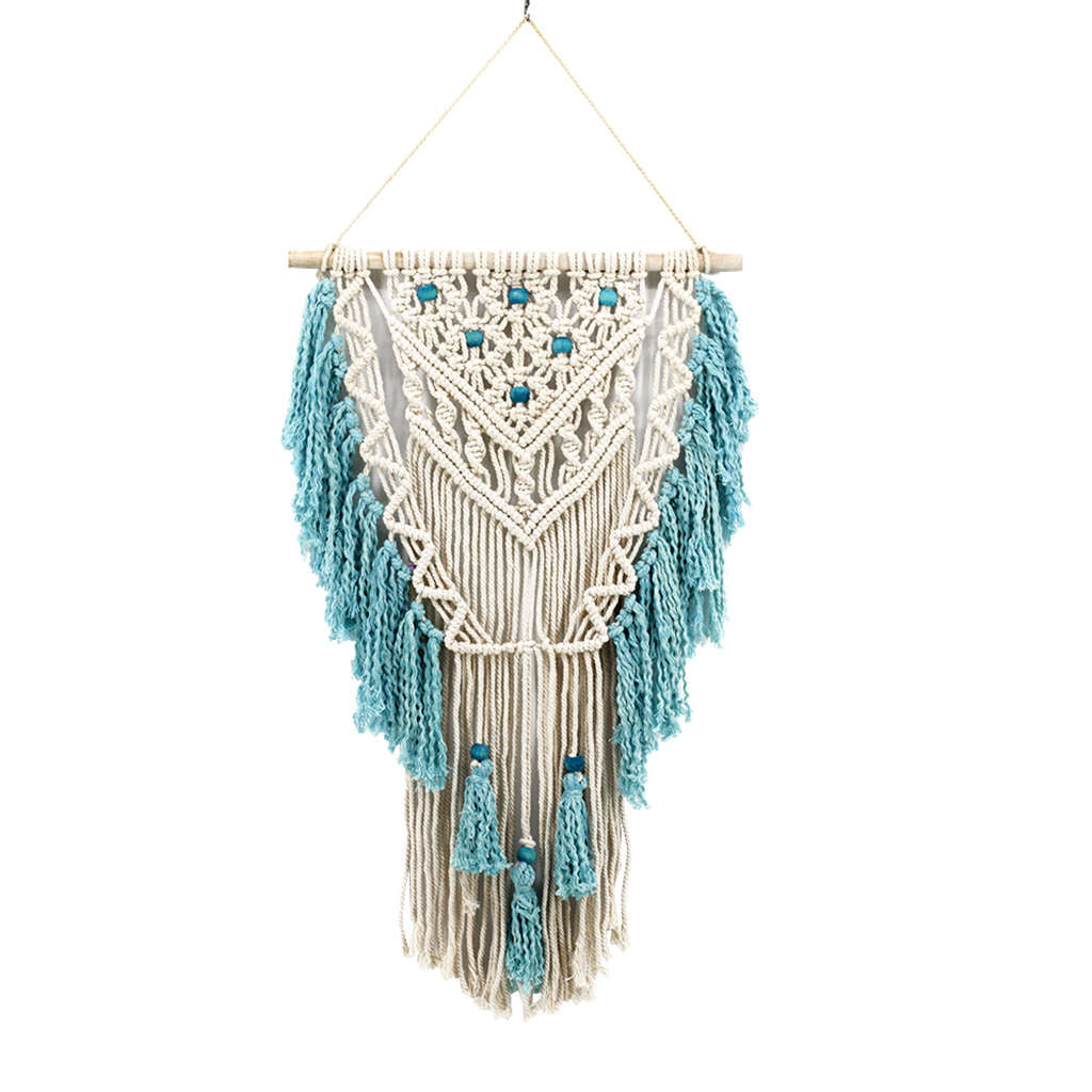 Blue Bohemian Macrame Wall Art