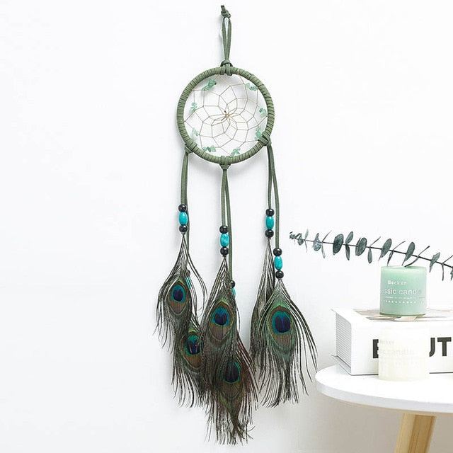 Original silver gray dream catcher 2 ring Indian feather hanging art gifts to bestie friends creative valentine's day gifts