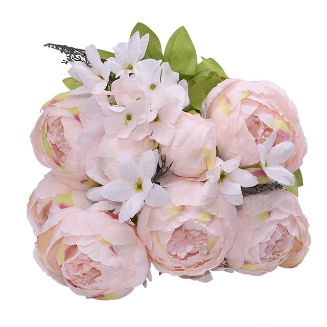 1Bunch European Artificial Peony Flowers Silk Fake Flowers Wedding Party Home Decoration Flower Bouquet Wreath DIY Scrapbooking