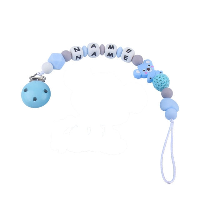 XCQGH Personalized Name Handmade Pacifier Clips Holder Chain Silicone Pacifier Chains Five Star Baby Teether Teething Chain