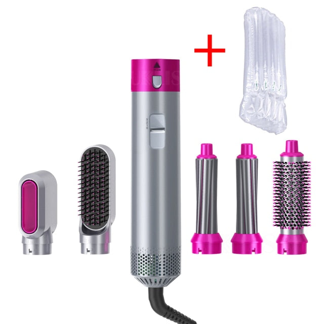 Hair Dryer Brush 5 In 1 Electric Blow Dryer Comb Hair Curling Wand Detachable Brush Kit Negative Ion Straightener Hair Curler